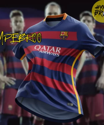 Mockup of FC Barcelona 2015-16 home jersey for online store display
