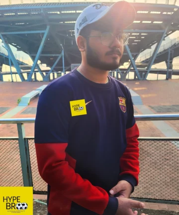 FC Barcelona maroon and blue sweatshirt front view with embroidered crest