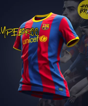 Mockup of Barcelona 2010-11 home jersey for product display