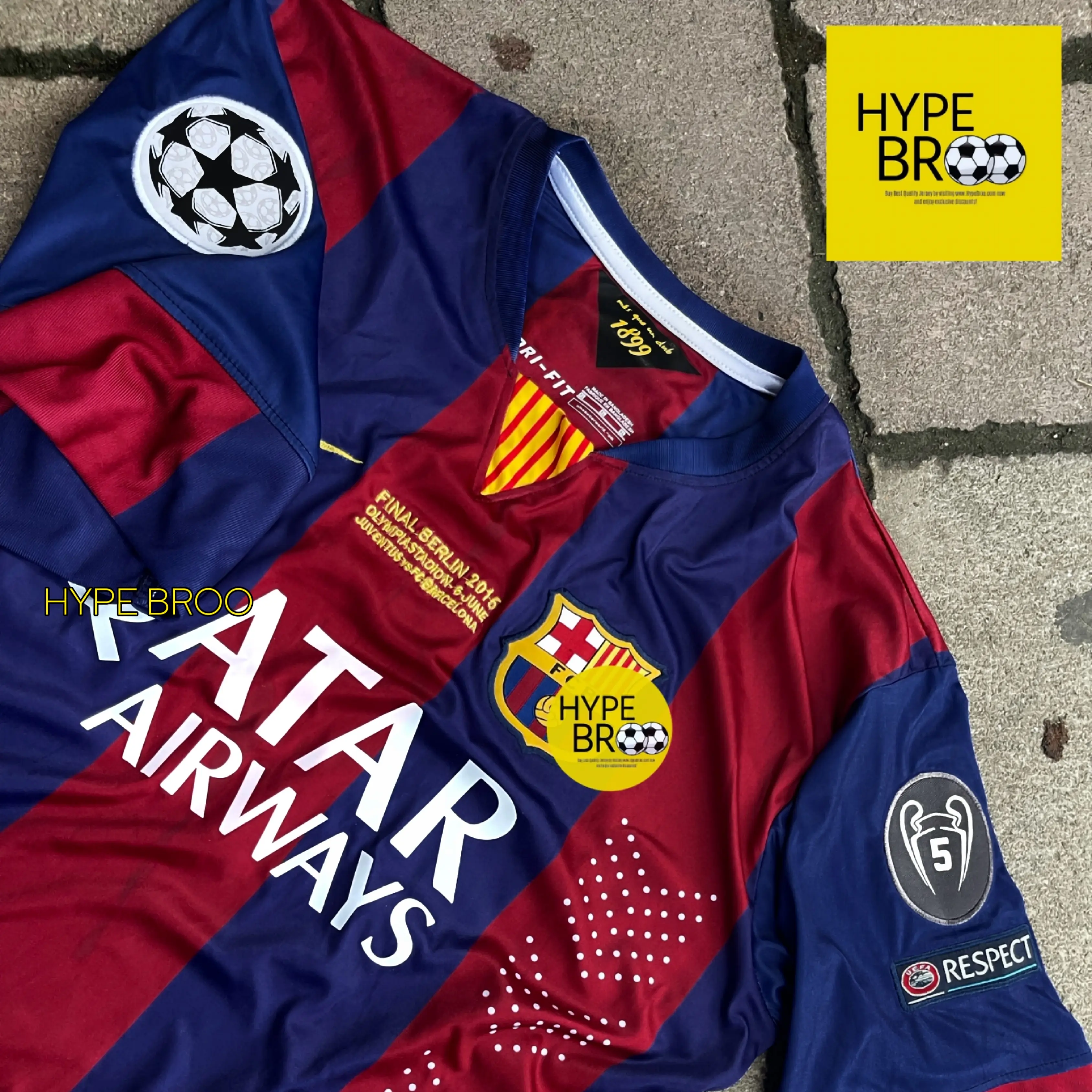 Barcelona 2014-15 home jersey lifestyle shot showing half front view