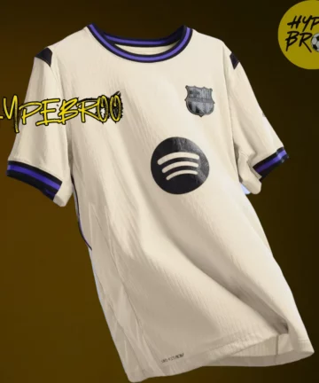 Barcelona 2025-26 away jersey mockup flying in air for product display