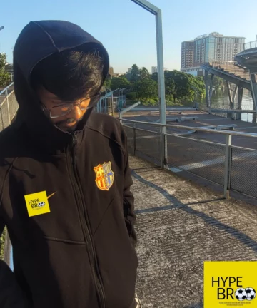 FC Barcelona black training hoodie front view with Nike design