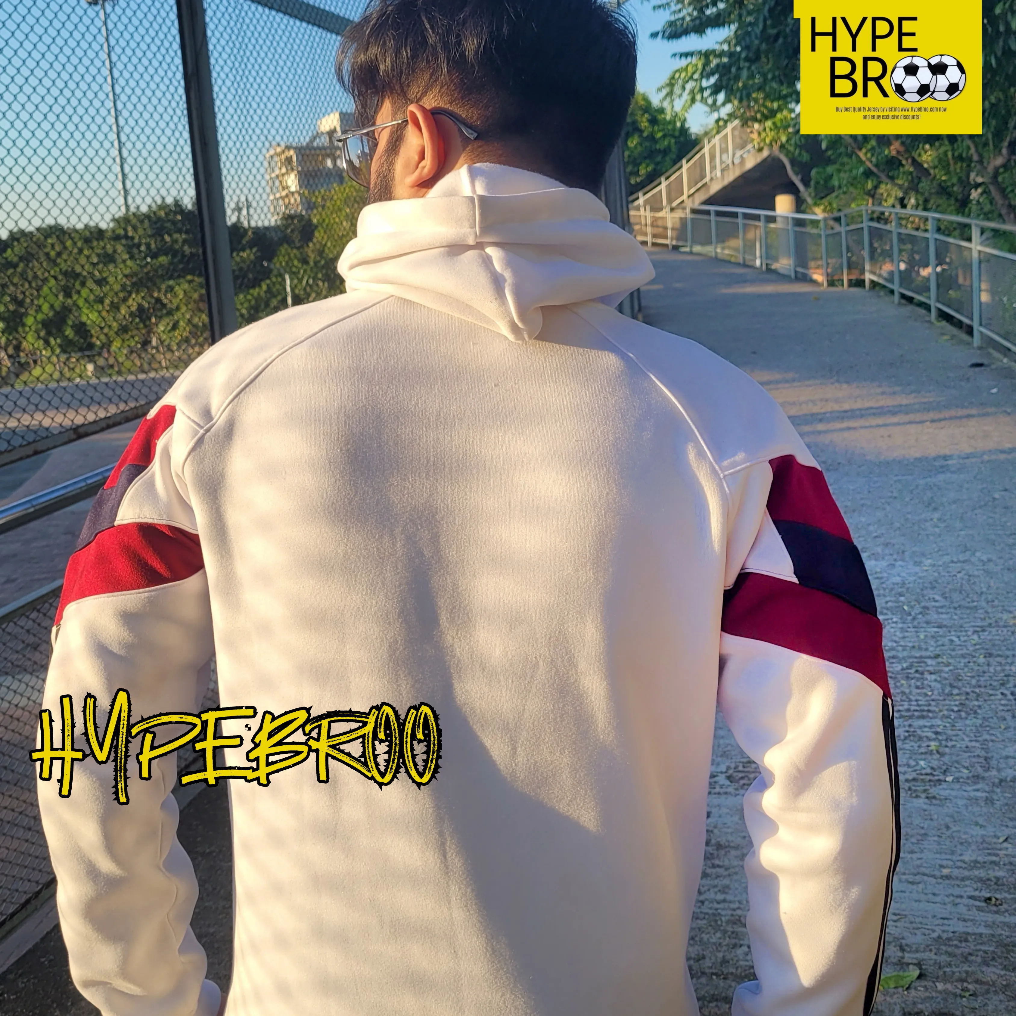 FC Barcelona white hoodie back view with clean design