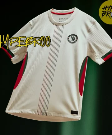 Render mockup of Chelsea away kit floating in air for product display