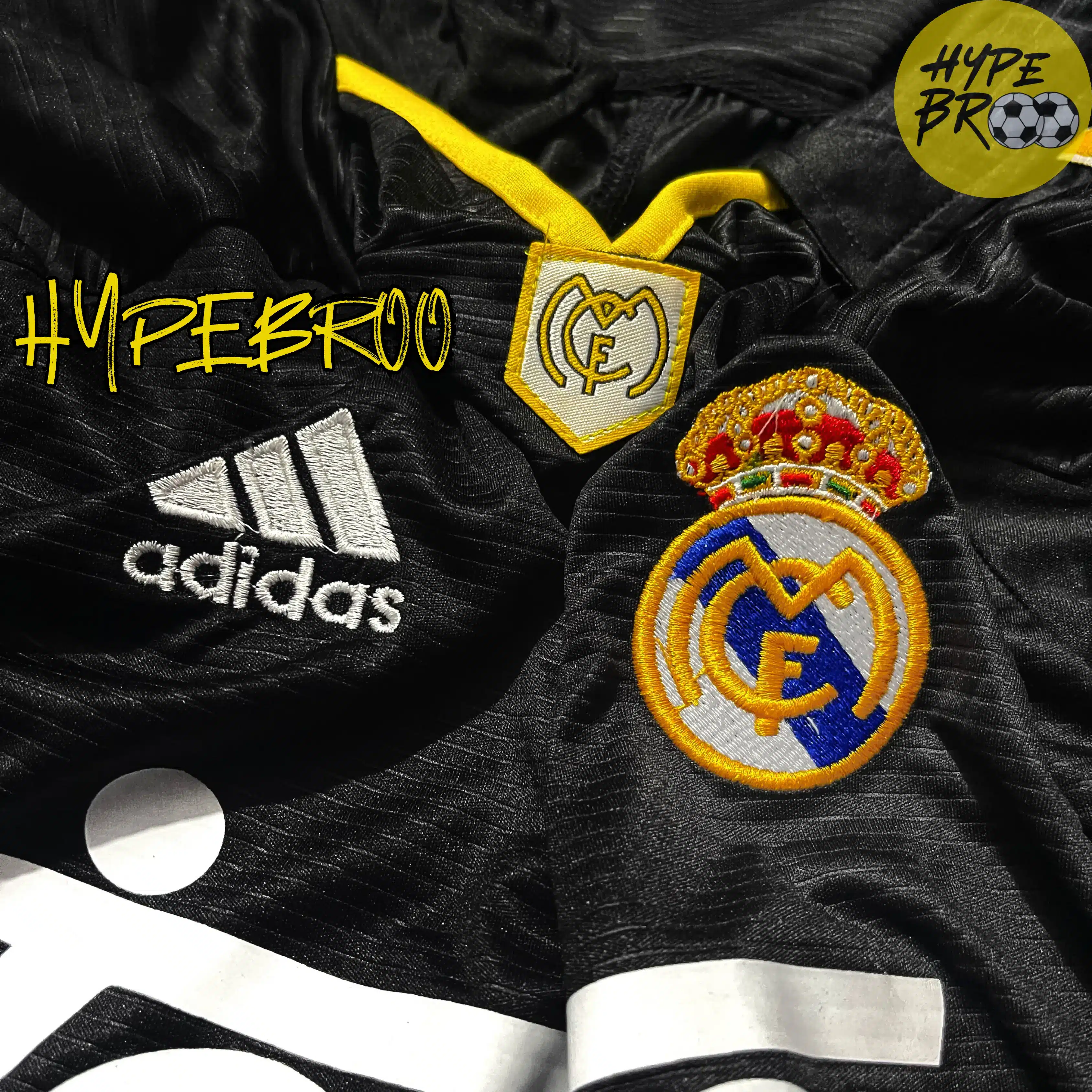 Real Madrid 1998/99 Away Kit Adidas Logo and Club Crest Embroidery