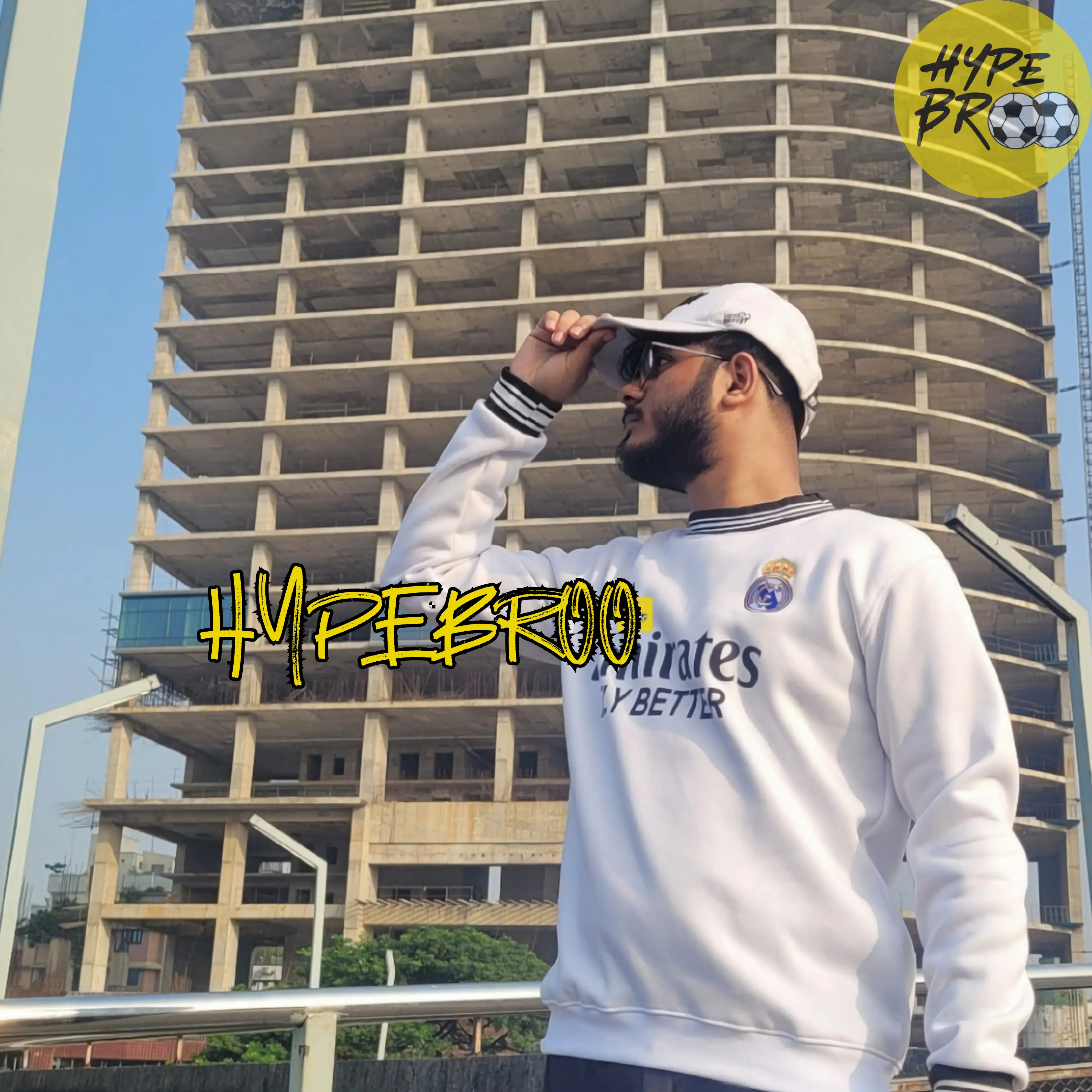 Real Madrid white sweatshirt front view alternate angle